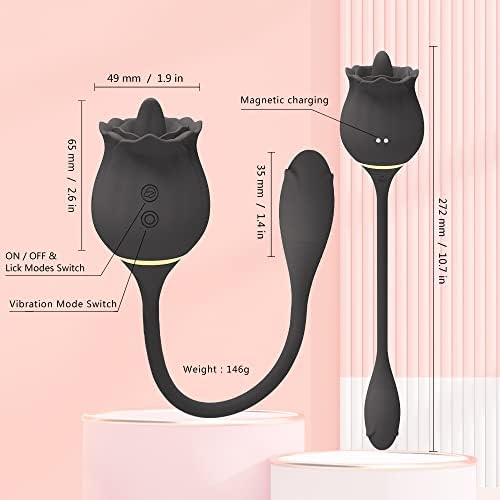G Spot Rose Vibrator, Rose Toy Vibrator за жени, вибратор за лижење на јазик со вибрирачко јајце, дилдо стимулатор вагинален и анален секс играчка