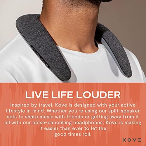 Kove Konvex Безжичен звучник за звук на звук на Bluetooth - 360 потопен звук со до 33 стапки опсег - преносен, ултра удобен ергономски