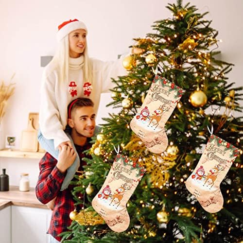 Персонализирани божиќни чорапи, вклучувајќи ги и Детските снежни деца со Дедо Мраз со техники за вез за семејни празници Божиќни