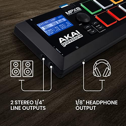 Akai Professional MPX8-Преносен контролер на подлогата за примероци со 8 влошки чувствителни на брзина, MIDI конекција и слот за SD картички