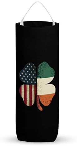 Гроздобер Ирско Американско Знаме Шамрок Торба За Намирници Што Се Перат Организаторски Диспензери Со Висечка Јамка За Складирање Шопинг