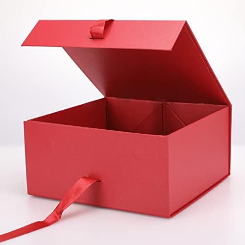 Кутија за подароци со панделка, кутија за подароци што може да се склопи со капаци за магнетно затворање 8x8x4 инчи, кутија за предлози за деверуша, кутија за магнетни