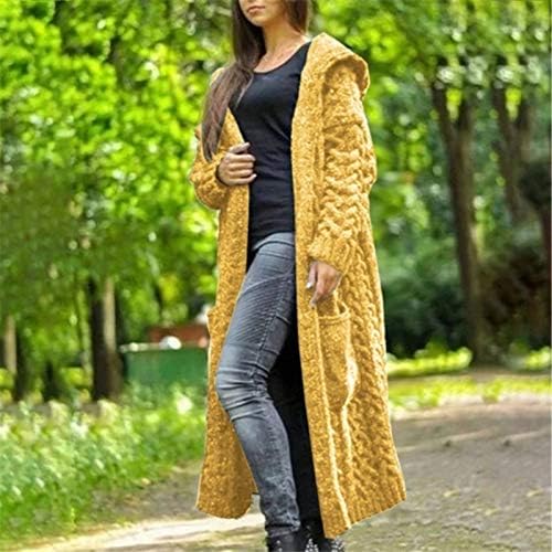 Fragarnенски женски зимски палто, жени зимски цврсти плетени лабави лабави аспирани долги кардиган џемпер џеб палто