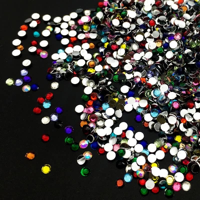 2мм мешавина во боја 3Д совети рамна вежба ригистони камен нокти уметност DIY накит додатоци кристална нокти декорација 400 парчиња/торба -