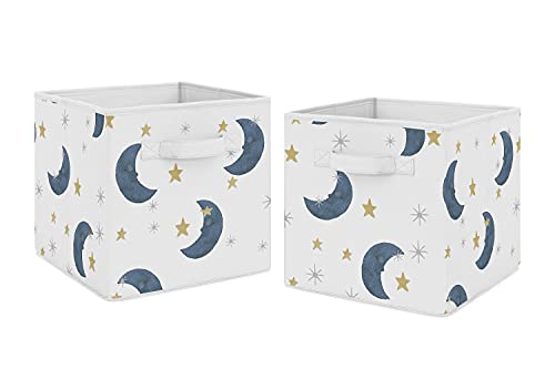 Слатка Џоџо Дизајни Месечината И Ѕвездата Преклопуваат Ткаенина За Складирање Коцки Кутии Организатор Играчки Деца Бебе Детски - Сет на 2-Темносина
