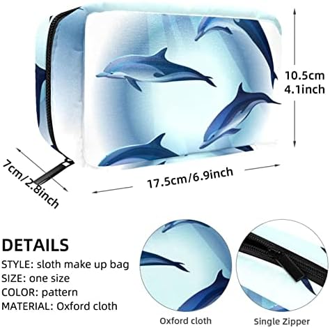 Униси Шминка Торба, Делфини Океан Море Живот Шема Козметика Торба Преносни Тоте Патување Воз Случај Организатор Додаток Случај Алатки Случај За Убавина Жени