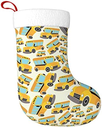 Yellowолт училишен автобус Божиќно порибување Божиќни чорапи класичен празник за украсување камин виси чорап
