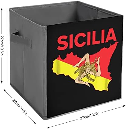 Карта На Знамето На Сицилија Големи Коцки Корпи За Складирање Склопувачки Платно Кутија За Складирање Организатори На Плакарот За Полици