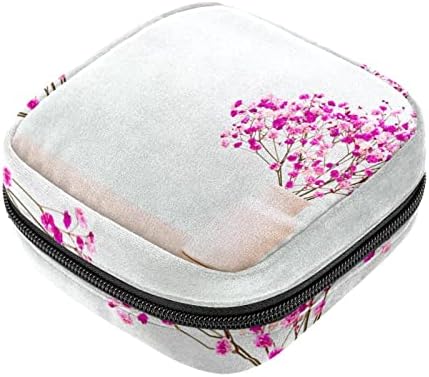 Цвеќиња за здив на розово бебе во бело шише санитарна торба за складирање на салфетки, преносна торба за менструална подлога за тинејџерки тампони санитарни влошк?