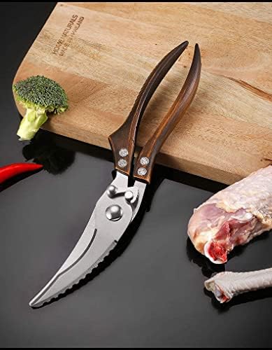 Тешки кујнски ножици за сечење живина, месо, пилешко, риба, билки. Дополнителни силни ножици на коските. Тешки кујнски ножици со безбедносно