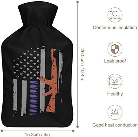 Американско знаме за пиштол со топла вода со покривка 1L гумени шишиња со топла вода за загревање на рачно загревање на ладна заштита