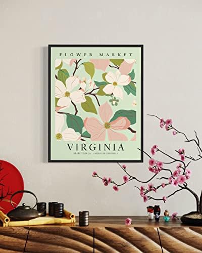 Уметнички печати на пазарот на цвеќиња во Вирџинија, американска кучиња од цветна wallидна уметност, цветни уметнички дела