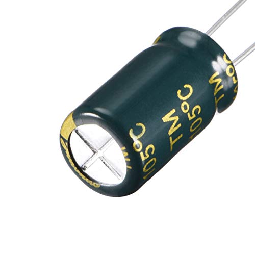 Uxcell Алуминиум радијален електролитски кондензатор Ниско ESR зелено со 1000UF 10V 105 Целзиусови живот 3000H 8 x 14 mm висока струја на бран,