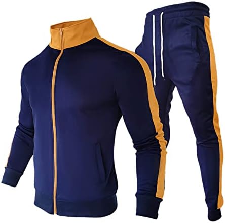 Поврати со дух, мажи, машки тренерки за џогирање поставува јакни и панталони 2 парчиња облека активни со џеб