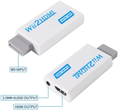 Aokin Wii До HDMI Конвертор, Wii До HDMI Адаптер 1080p 720P Излез Видео со 3,5 mm Аудио Приклучок, одговара За WII Поврзете HDTV, Монитор-Ги