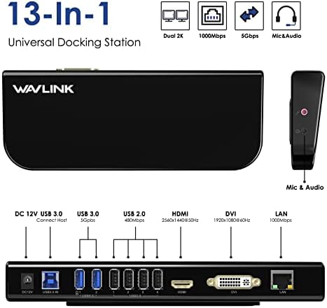 Двојни монитори за докинг на лаптоп WavLink USB, DiberLink Computer Computer за M1 M2 Mac и Windows, Chromeos, Ubuntu 20.04/22.04