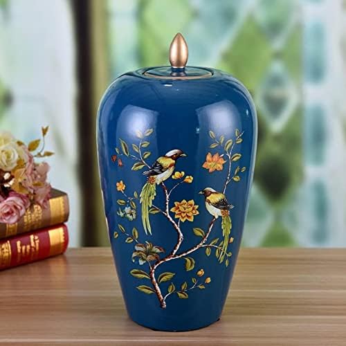 Cnpraz Jingdezhen eramic ѓумбир тегла за украси за дома, ориентални рачно обоени тегли со капаци, цветни птици вазна за порцеланска тегла за