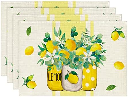 Артроиден режим жолти ленти вазни летни пласмати сет од 4, 12х18 инчи сезонски душеци за пролетна маса за забавна кујна за јадење