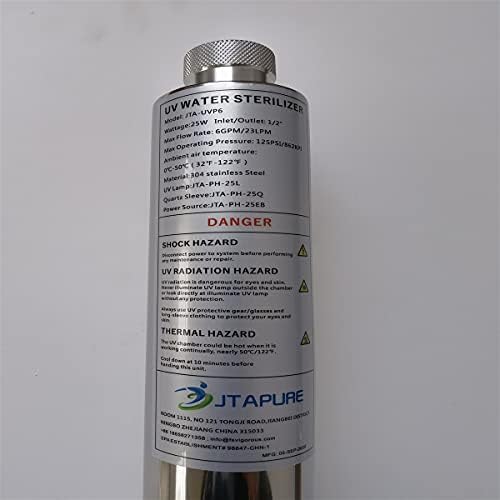 Jtapure кварц ракав, костум за JTA-UVP12 филтер за вода