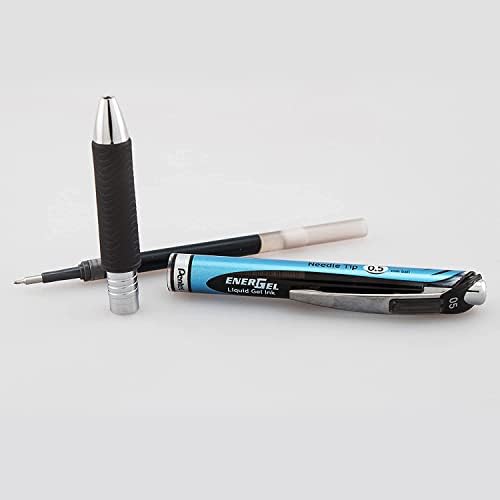 Pentel Energel 0,5 mm Black игла со врвови 10 пакувања RTX со повлекување на течен гел пенкало, одлично за канцеларија, училиште