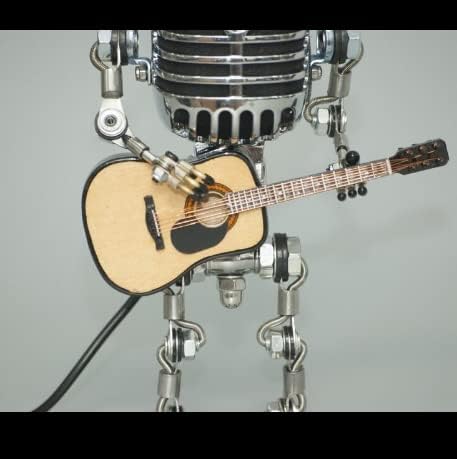Yylsj гроздобер микрофон роботски ламба со гитара, ретро кул симпатични ламби за маса, индустриска маса за ламби, новите пареа панк