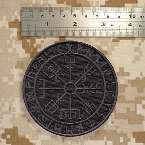 Темен Acu Vegvisir vikings compass норвешки руна морал тактички допир за лепенка