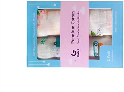 Sandi Muslin Swaddle Clain - Органски памук - 2 пакувања за бебиња - расадник - 47 x 47 инчи девојче и момче туш