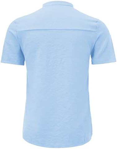 HDDK Mens Cotton Lenen Henley кошули, кратки ракави летни плажа врвови лесни копче до кока без редовната кошула за вклопување