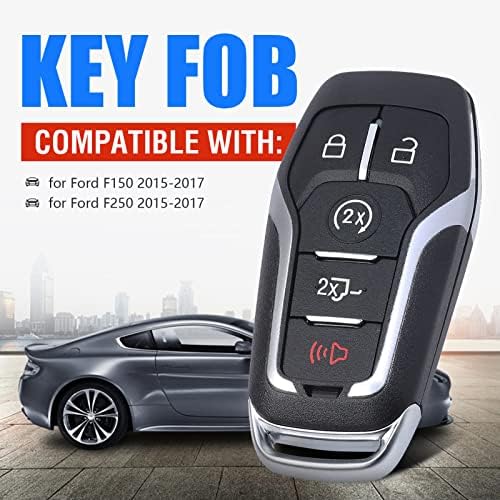 Копче за далечински клуч за далечински клуч за далечински клуч за Ford F150/F250 2015 2017 2017 5 копчиња, само клучна школка