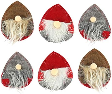 Орнаменти на природноста на Амосфун 6 парчиња божиќни сребрени спојници џебови gnome santa cutly торбички торбички за прибор за прибор за торбички