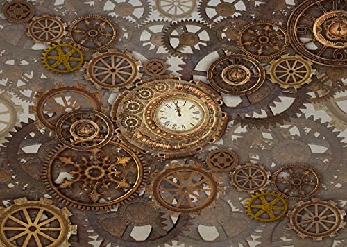 Белеко 20x10ft ткаенина Античка Steampunk Фотографија позадината Индустриска опрема метал часовник стар метален менувач во позадина
