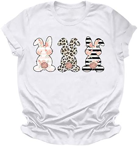 Велигденски кошули за жени мода леопард симпатична зајаче зајачка кошула Смешни велигденски печати за секојдневно празник врвови