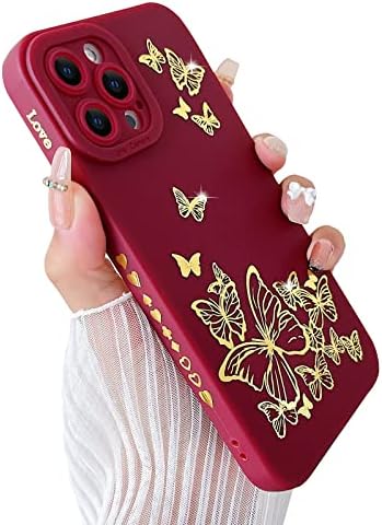 SmoBea Компатибилен со Iphone 12 Pro Max Случај, Со Златна Пеперутка Шема Мека Tpu Шок-Отпорен Случај За Жени Девојки Мажи Страна