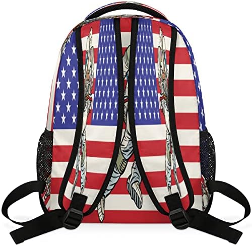 Американско знаме астронаут ранец 16 во отпорен на вода за патувања лаптоп ранец чанта школа за книги случајно дневно рамо торба носење