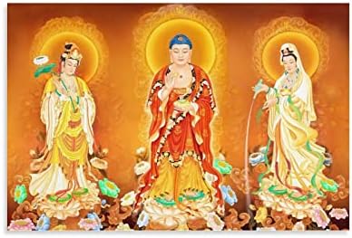 Верски верувања, будистички постери, Амитаба Буда, Авалокитсвара, уметнички постери платно wallидни уметнички отпечатоци за wallидни