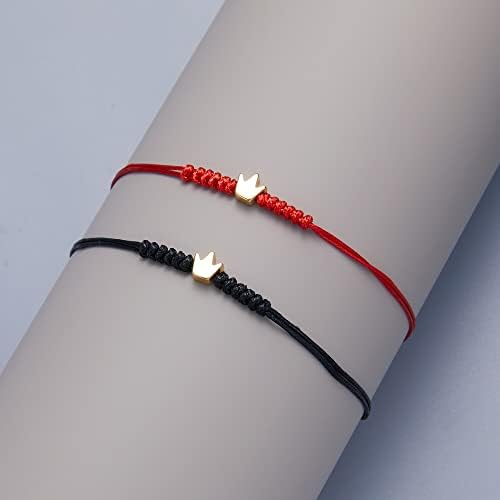 Нараквица за пеперутка со црвено црвено црвено црвено срце за жени со рачно изработена жица starвезда на круната за накит прилагодлив-22742