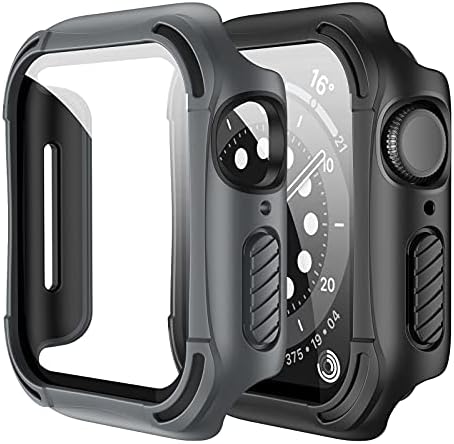 ОИФЕН 2 пакет со груб случај за Apple Watch 40mm SE/6/5/4 Вграден заштитник на каленски стаклен екран, воен поттик за шок-изолирани за мажите