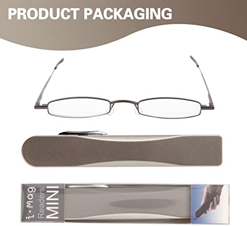I-mag мини метални очила за читање на шарки со слајд отворено тврдо куќиште