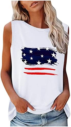 САД со знаме на знамето за жени за жени 4-ти јули резервоари на врвови кошули Ден на независност Американско знаме маици тренингот патриотски маички