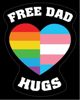 Бесплатни прегратки на тато | ЛГБТ | Одлична идеја за подароци | Налепница за декорации | 2 Пакет | 5 инчи налепници | S10450