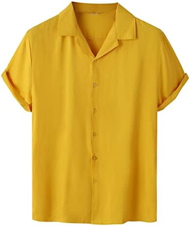 Wybaxz цврста кратка маица кошула јака од јака на градите, обичен сингл ракав, вртејќи се маички, кошули за работа мажи лето лето