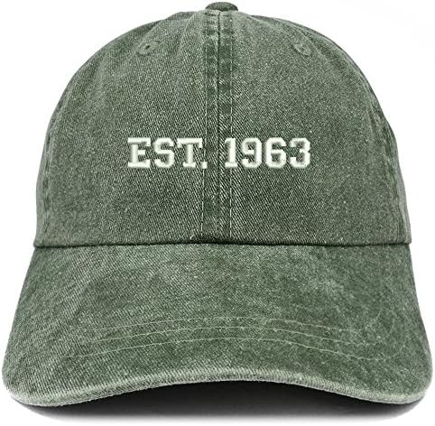 Трендовски продавница за облека EST 1963 извезена - 60 -ти роденденски подарок за пигмент обоена капа