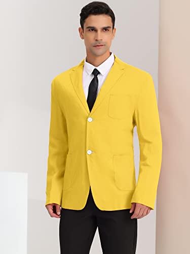 LARS AMADEUS MANS's Blazer Solid Slim Fit Fit Single Lightion Lenen Sports Coat Blazer јакна