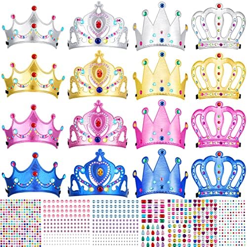 Епах 16 Парчиња Пена Принцеза Дијадеми И Круни Правејќи Свои Дијадеми Со Кристална Дијамантска Налепница Принцеза Кралска Круна За Деца
