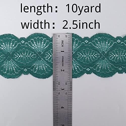 Sewdiytr зелена боја чипка лента лента еластична чипка трим 10 јарди ткаенина шиење работ на лента за занаетчиски додатоци за облека, завиткан
