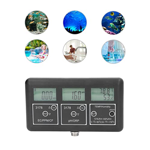 TDS метар, транспарентен тестер за температура на LCD EC, PH orp EC TDS CF Температура на влажност 7 во 1 тестер за квалитет на вода, ABS материјал