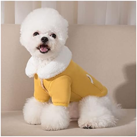 Стекнете зимска густа облека за кучиња, џемпер со лаптол топол отворен џемпер памук волна јака со двојно нозе, памучна облека