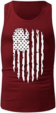 ХДДК 4 -ти јули Патриотски резервоар врвови за мажи, ретро американски знаме без ракави летен стрингер за вежбање салата за салата