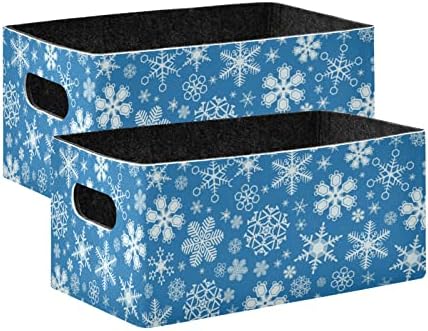 Симпатична сина снегулка преклопување почувствувајќи ја корпа за складирање 2 парчиња кутија за складирање на кутии за складирање на облека Организатор за полици