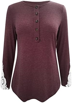 Женски обичен џемпер со долги ракави со цврста боја на врвот на сите со мода симпатична чипка пулвер женски врвови блуза од кошула